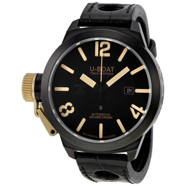 U-Boat Classico 1216 Clone, Swiss Automatic, Blacked-out Dial, 41mm Steel Watch