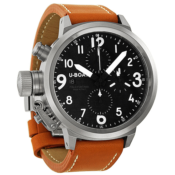 U-Boat Flightdeck 6249 Clone Automatic Pilot Watch - Jet Black Face - Stainless Steel - 100m Water Resistant