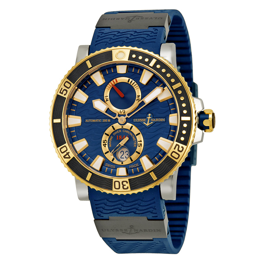 Ulysse Nardin Diver Replica 43mm Steel Case Automatic Blue Black Bezel Water-Resistant Watch