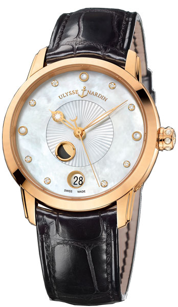Ulysse Nardin 8296-123-2-991 Lady's Timepiece - Swiss Automatic, Rose Gold Case, Black Roman Dial