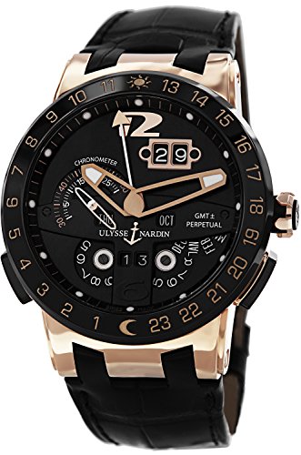 Ulysse Nardin El Toro Automatic 18kt Rose Gold Case Jet Black Face Water Resistant Watch