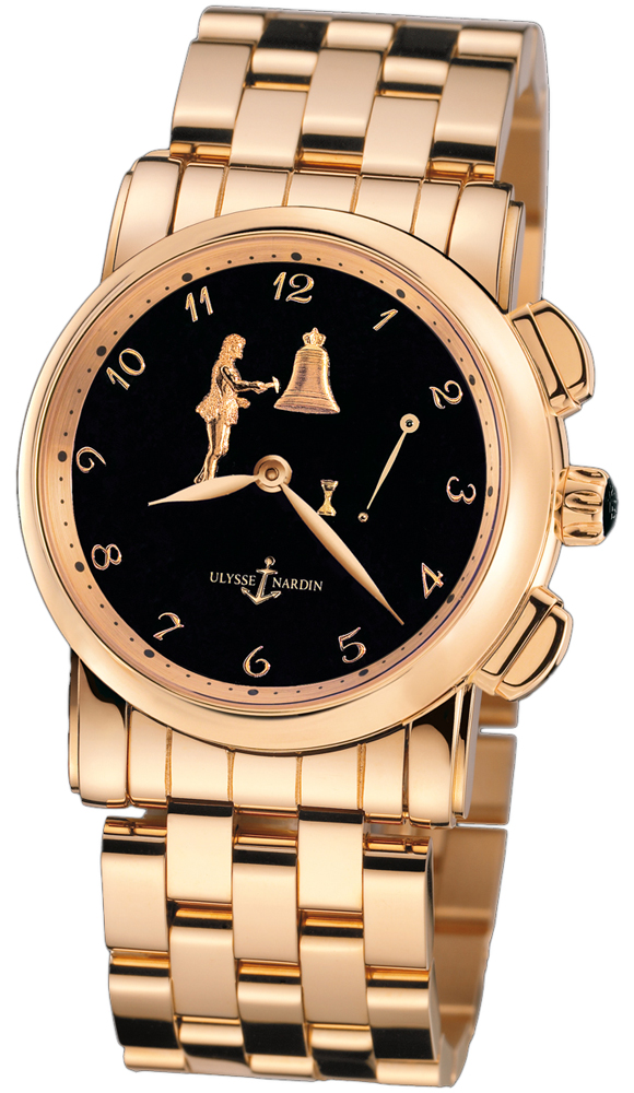 Ulysse Nardin Hourstriker Artisan 18K Gold Handwound Black Face Reps Watch