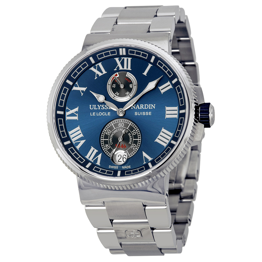 Ulysse Nardin Marine Chronograph Imitation Automatic Sapphire Crystal Blue Face 43mm Dive Watch