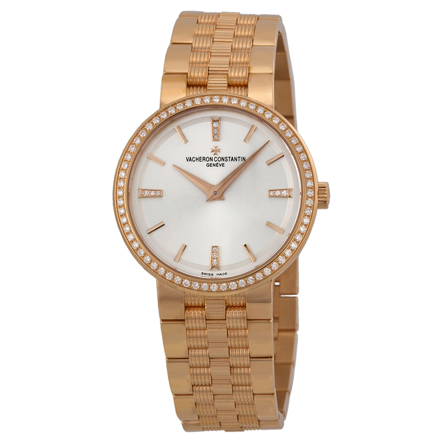 Vacheron Constantin 25557 Quartz Ladies Watch: Elegant Gold Case, Beige Dial