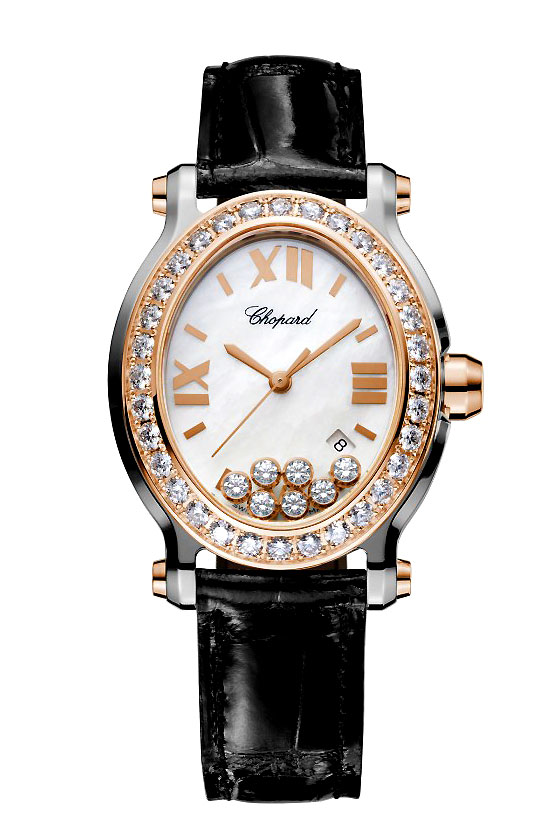 Chopard Happy Sport Ladies Chronograph Diamond Accent 28mm Gold Watch