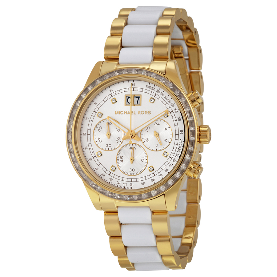 Michael Kors Brinkley MK6189 Imitation Watch - Elegant Gold Tone - White Dial - Fashion Timepiece